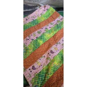 Handmade Quilted Baby Blanket Girl 45x41 Crib Lap Quilt Hand Made